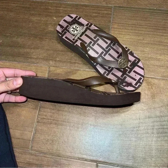 Tory Burch Platform Flip Flop Sandals Brown Size 7 - Picture 7 of 8